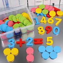 100 Counting Discs Foam Math Toy Toddlers Bright Red Pink Yellow Blue Green Chips with Numbers to Enhance Perception Recognition yellow