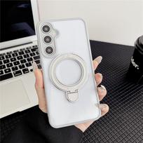 Prabangus magnetinis laikiklis telefono dėklas Motorola Moto G86 G56 G96 G15 G35 G55 G85 G24 G34 G54 G82 G52 skaidrus akrilinis stovas dangtelis FOr MOTO E14 gray