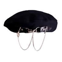 Unisex Beret with Metal Chain Painter Hat British Cabbie Hat for Autumn Winter Flat Hat for Daily Wear Cabbie Hat 1 juoda