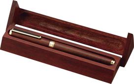 Kyocera Water-Based Ballpoint Pen Brown KB-4WNBR-AZ, Natural Wood Barrel Ceramic Ball Tip Pen with Case for Gift and Carbon Copy Forms black