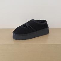 Cowhide Velvet-Lined Women's Winter Mary Janes with Thick Soles 42 juoda