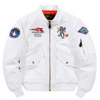 Men Thick Cotton Liner Warm Air Force Bomber Jacket Fashion Streetwear Windproof Windbreaker for Autumn Winter Cold Weather Commute Outdoor XXXXL white