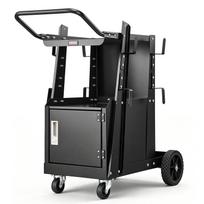 VEVOR suvirinimo vežimėlis, 2 pakopų tvirtas suvirintojo vežimėlis su vagystei atspariu užrakinamu skyriumi, 120,2 kg svorio talpa, 360 laipsnių besisukantys ratukai