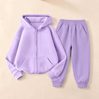 Kids Unisex Hooded Sweatshirt and Sweatpants Set Versatile Casual Sportswear for Boys Girls 100 white