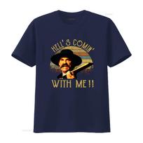 Doc Holliday Vintage T Shirt Tombstone Western With Iconic Hells Comin Me Print Casual Round Neck Cowboy For Movie Fans Soft M black