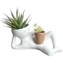 GOOD-Lazy Guy Planter Resinlazy Little Character Flowerpot Unique Lying Down Figure Planter Succulent Pot Home Garden Decoration
