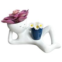 GOOD-Lazy Guy Planter Resinlazy Little Character Flowerpot Unique Lying Down Figure Planter Succulent Pot Home Garden Decoration white