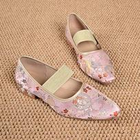 Fashion National Style Embroidered Mary Jane Shoes Women's 2025 Spring New Soft-soled Chinese Flat Single Shoes 43 beige