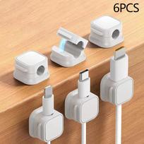 6Pcs Black Magnetic Cable Management Clips Multi-Colored Cord Organizer Desk & Wall Mounted Hooks For Phone Data & Charger balta