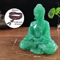 Buddha Statue With Necklace Ornament Lucky Feng Shui Meditation Buddha Sculpture Man-made Jade Stone Home Office Decoration Gift žalia