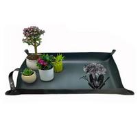 Thickened Faux Leather Plant Repotting Mat for Indoor Plants Foldable Transplanting Mat Mess Control Waterproof Gardening S gray