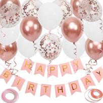 19 Pieces Birthday Party Balloon Set Happy Birthday Banner Garland Balloon Decorations for Birthday Party Supplies one size white