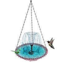 Hanging Solar Bird Bath Fountain with Water Pump, Outdoor Garden Decoration, Durable Glass Bowl, Attracts Birds, Easy to Install One Size violetinė
