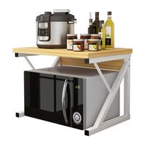 2 Tier Z Shape Microwave Oven Stand Wood Storage Rack Shelf Space Saving Kitchen Bracket Cabinet Organizer Metal + wood 21.25x13.77x14.17in