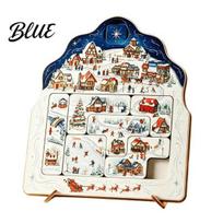 Christmas Puzzle Ornament Advent Calendar  Wooden Countdown Calendar Xmas for Home Table Mantel Decor Holiday Desktop Decorations gray