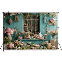 Mocsicka Spring Flowers Backdrop Photography Shooting Props Studio Banner Easter Bunny Party Decor Kid Portrait Photo Background 47.2x31.5inch/120*80cm gray