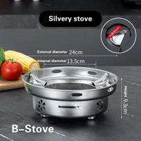 Windproof Alcohol Stove Small Hot Pot Household Restaurant Commercial Stainless Steel Dry Pot Outdoor portable alcohol pot gray