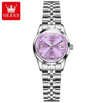 Women Quartz Watch Small Dial Stainless Steel Ladies Wristwatch For Woman Waterproof Date Display Female Clock violetinė