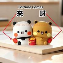 In Stock Panda Bubu & Yier Good Luck Desktop Ornament Cute Panda Bubu & Dudu Get Rich Get Rich Overnight Car Decoration Gifts black