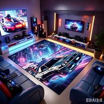 Newest Car Carpet Japanese Fuji Mountain Sports Car Print Large Area Rug Non Slip Gaming Living Room Floor Carpet 30x50cm black
