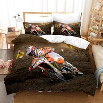 Dirt Bike Duvet Cover Motocross Bedding Set For Boy Motorcycle Rider Bedding Set King Polyester Comforter Cover With Pillowcase EU single(135x200cm) black