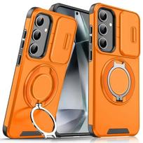 Šarvuotas magnetinis laikiklio dėklas Samsung Galaxy A56 A55 A36 A35 A16 A15 A54 NOTE 20ultra su slankiu kameros apsaugos smūgiams atspariu dangteliu For Samsung A15 4G5G oranžinė