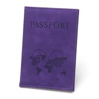 Leather English Letters Map Printed Passport Holder Passport Case Airplane Passport Covers Id Card Holder Travel Accessories violetinė