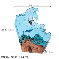 Ocean Surfing Epoxy Resin Night Light Wave Riding Diorama Desk Lamp Handmade Marine Scene Art Sculpture and Ambient Light Figure white