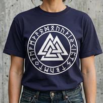 Valknut Runes Men T Shirt Odin Symbol Norse Mythology Viking Tees XXXL tamsiai mėlyna spalva