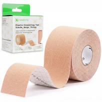 Sporto ir reabilitacijos kinezio juosta (kineziologinis teipas) Habys Strong Elastic 5 cm × 5 m, smėlio