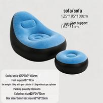 Portable Inflatable Recliner: Lazy Sofa & Foot Pump Combo New Combo Sofa (Boxed) šviesiai mėlyna spalva