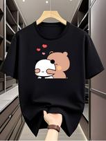 Bubu Dudu T Shirt Unisex Milk Mocha Bear Panda Graphic Tees Summer Couple Matching Clothes Kawaii Cartoon Short Sleeve Tops Y2k 4XL black