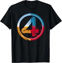 Fantastic Four Logo Retro Graphic Design T-shirt L red