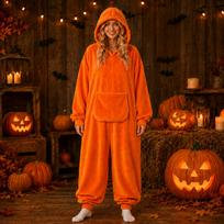 Women's Halloween Pumpkin Costume Jumpsuit L oranžinė