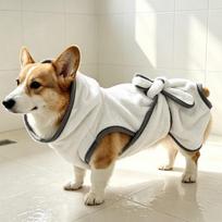 Absorbent Dog Bath Robe Coral Fleece Pet Clean Washcloth Pet Pajamas Pet Bathrobe Towel  Swimming L balta