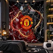 Sieninis gobelenas su „Manchester United“ spaudiniu, audinys svetainei, miegamajam, namų dekoravimui 130cmx150cm brown