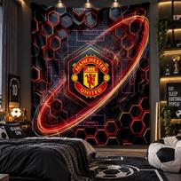 Sieninis gobelenas su „Manchester United“ spaudiniu, audinys svetainei, miegamajam, namų dekoravimui 150cmx200cm