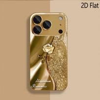 Golden Rose Patterned tempered glass design for iPhone16 17 ProMax 1514 1312 11ProMax Phone Case Camera Cover Shockproof Hard Ba iPhone 6 beige