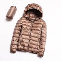 Moteriška rudeninė žieminė lengva pūkinė striukė, nuo vėjo nepraleidžianti gobtuvo šilta laisvalaikio žieminė M-5XL M beige