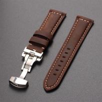 Genuine Calfskin Leather Watchband for Omega Business Watch Band for Seiko 22mm 20mm 26mm Butterfly Clasp Stitching Brown Strap 20mm tamsiai ruda spalva