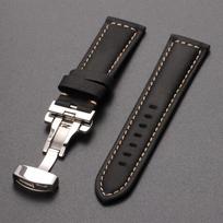 Genuine Calfskin Leather Watchband for Omega Business Watch Band for Seiko 22mm 20mm 26mm Butterfly Clasp Stitching Brown Strap 20mm juoda