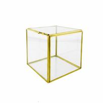 Geometric Glass Terrarium Multipurpose Glass Geometric Terrarium Drought-Resistant Plants Planter Container Handmade Brass Frame brown