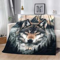 3D Gyvūnas Vilkas Mielas Animacinis Flanelinis Antklodė Purus Vaikams ir Suaugusiems Sofa Pliušinis Patalynė Antklodė Miegui Pietų Antklodė Sofai Lovai Size: 130*170cm, Weight: 230 GSM