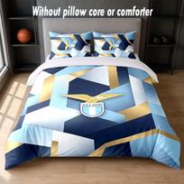 Lazio FC Design Bed Bedding Set 1 Duvet Cover + 2 Pillowcases Soft Breathable Household Bed Linens 135cm*200cm gray