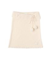Swingset Pom-Pom Flower Knit Poncho (Cream) beige