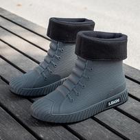 Madingi vyriški batai nuo lietaus Guminiai vyriški batai nuo lietaus Slydimi iki blauzdos vidurio Neperšlampami darbiniai batai Patogūs neslystantys žvejybos batai Sapatos 43 black