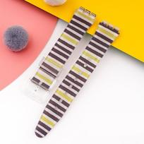 16mm 17mm 19mm PVC Silikoninė Spausdinta Apyrankė Swatch Serijai Vandeniui atspari Sportinė Apyrankė Vyrams Moterims Laikrodžio Priedai 19mm ruda/geltona