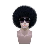 Sintetiniai trumpi juodi plaukai Afro pūsti banguoti perukas su natūraliu puriu peruku juodiems vyrams Cosplay Aukštos temperatūros black