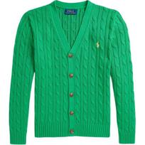 Polo Ralph Lauren megztinis FW24 Vienspalvis V formos iškirpte Siuvinėtas logotipas Vienspalvis ilgomis rankovėmis Vaikams megztinis Žalias CWPOSWEY6820533-300 XL green