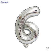 16 colių folijos gimtadienio balionai Oro helio numerio balionai su gimtadieniu dekoruoti balionai silver 6 gray